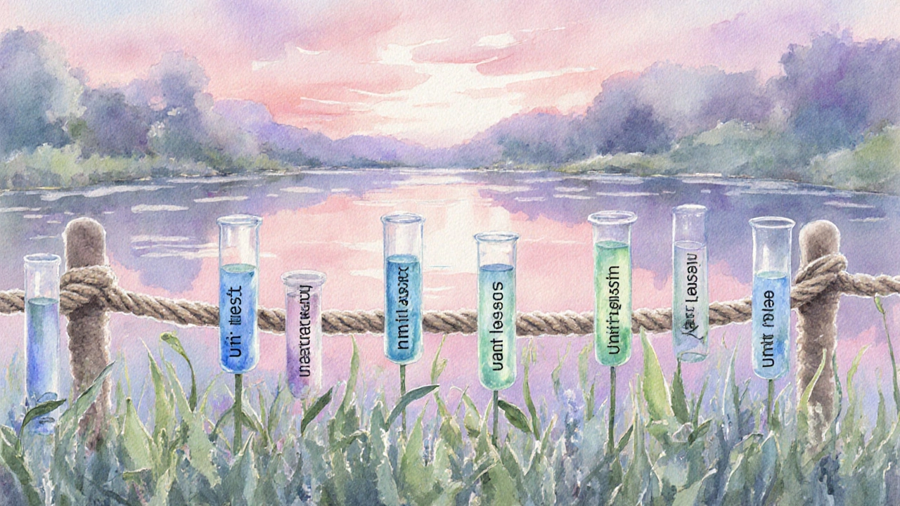 Watercolor garden where unit tests act as protective fences around code.