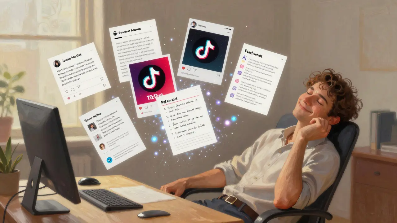 Handwritten letter turning into multiple social media content pieces with AI energy