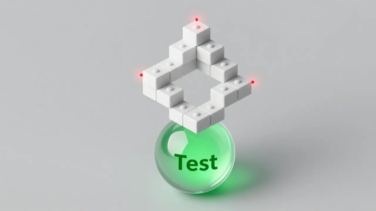 Abstract 3D graphic showing test-driven development