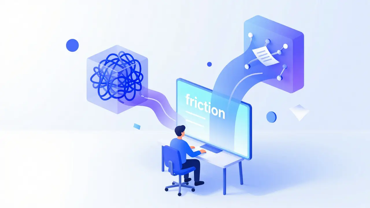 Abstract visualization of removing workflow friction and distractions