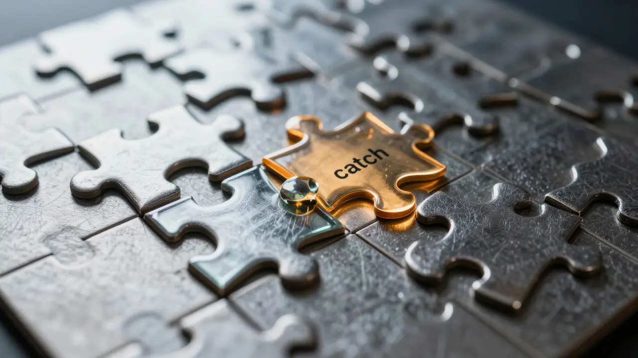 Macro shot of an intricate metal and glass puzzle with one glowing piece, representing structured error handling.